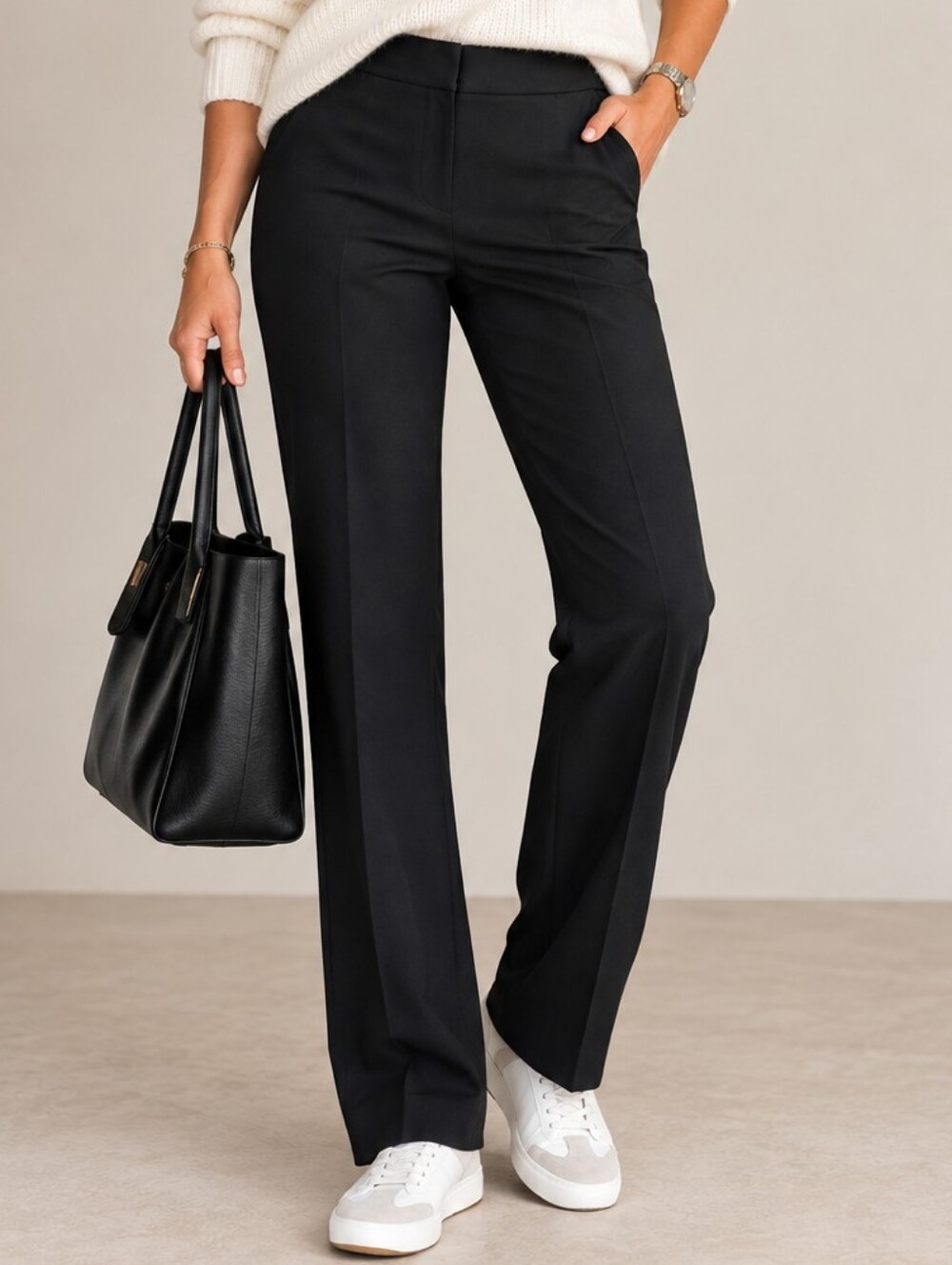 Della Spiga Italy (135$) | Black Straight Leg Dress Pants, Size 8